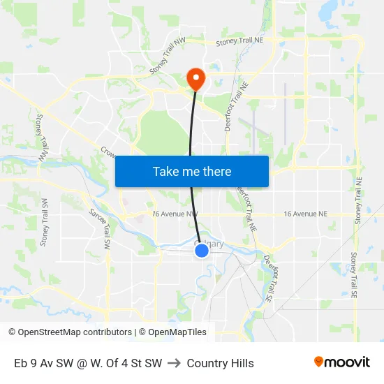 Eb 9 Av SW @ W. Of 4 St SW to Country Hills map