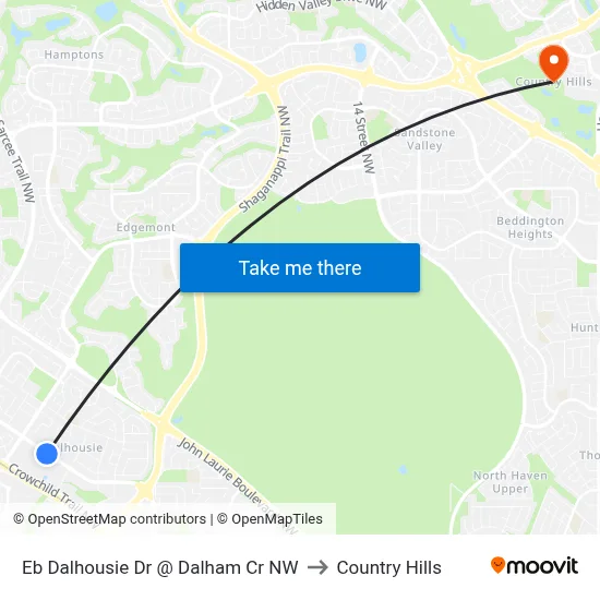Eb Dalhousie Dr @ Dalham Cr NW to Country Hills map