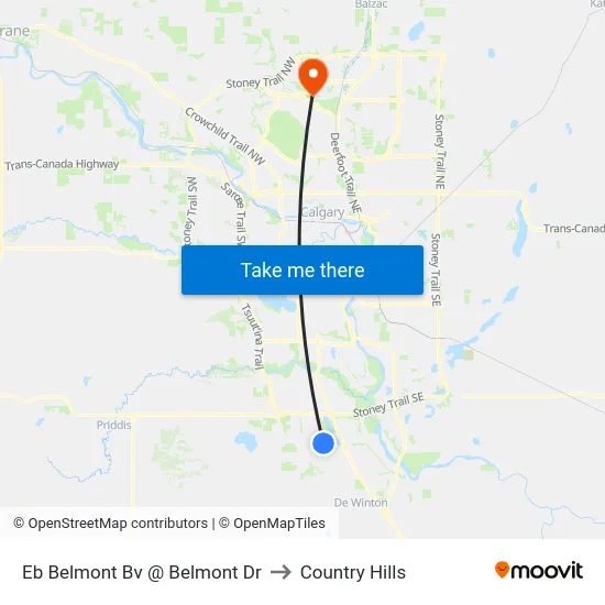 Eb Belmont Bv @ Belmont Dr to Country Hills map