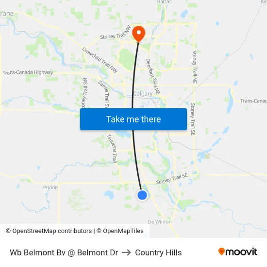 Wb Belmont Bv @ Belmont Dr to Country Hills map