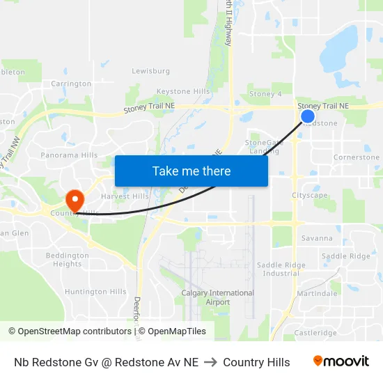Nb  Redstone Gv @  Redstone Av NE to Country Hills map