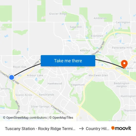 Tuscany Station - Rocky Ridge Terminal to Country Hills map