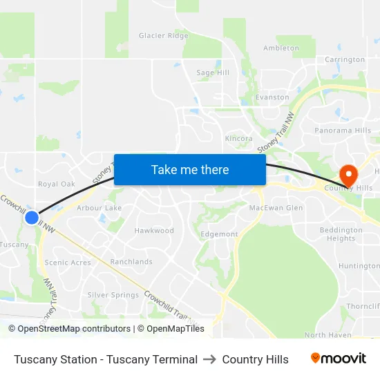 Tuscany Station - Tuscany Terminal to Country Hills map
