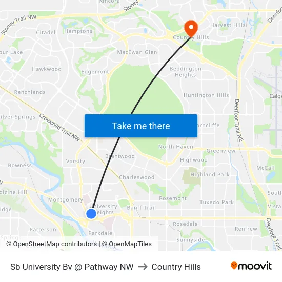 Sb University Bv @ Pathway NW to Country Hills map