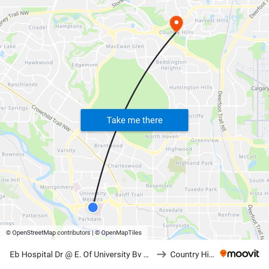 Eb Hospital Dr @ E. Of University Bv NW to Country Hills map