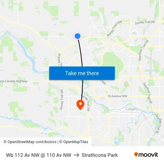 Wb 112 Av NW @ 110 Av NW to Strathcona Park map