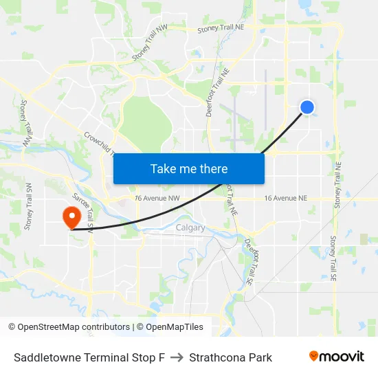 Saddletowne Terminal Stop F to Strathcona Park map