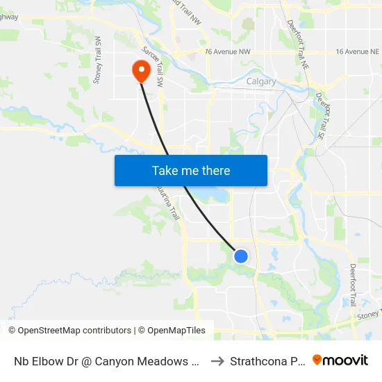 Nb Elbow Dr @ Canyon Meadows Dr SW to Strathcona Park map