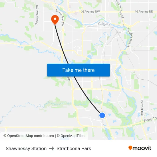 Shawnessy Station to Strathcona Park map
