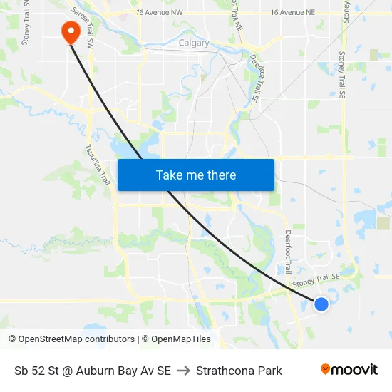Sb 52 St @ Auburn Bay Av SE to Strathcona Park map