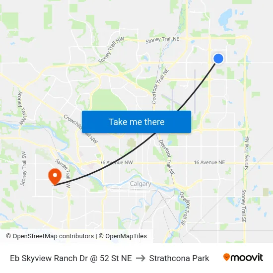 Eb Skyview Ranch Dr @ 52 St NE to Strathcona Park map
