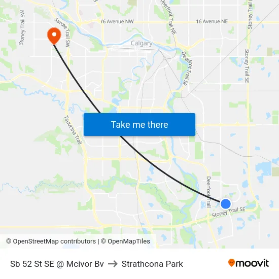 Sb 52 St SE @ Mcivor Bv to Strathcona Park map