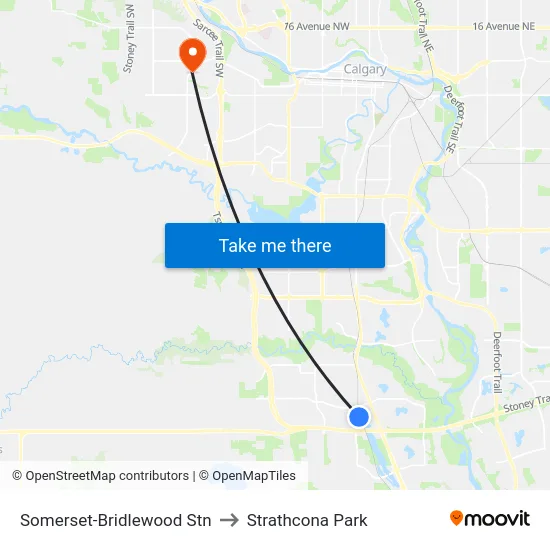 Somerset-Bridlewood Stn to Strathcona Park map