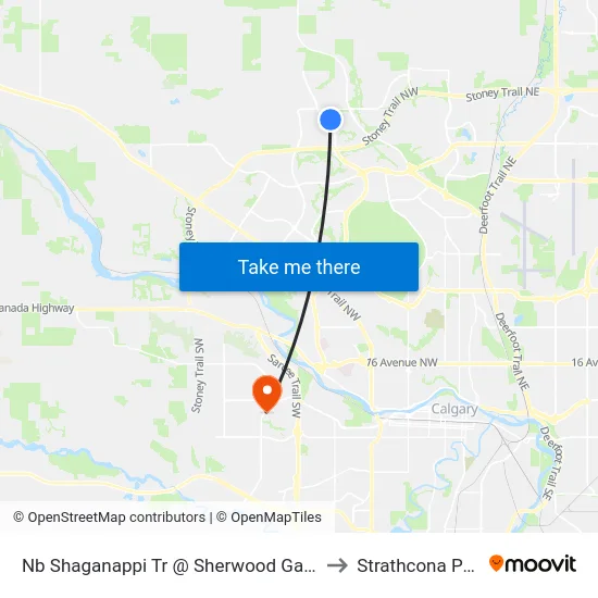 Nb Shaganappi Tr @ Sherwood Ga NW to Strathcona Park map