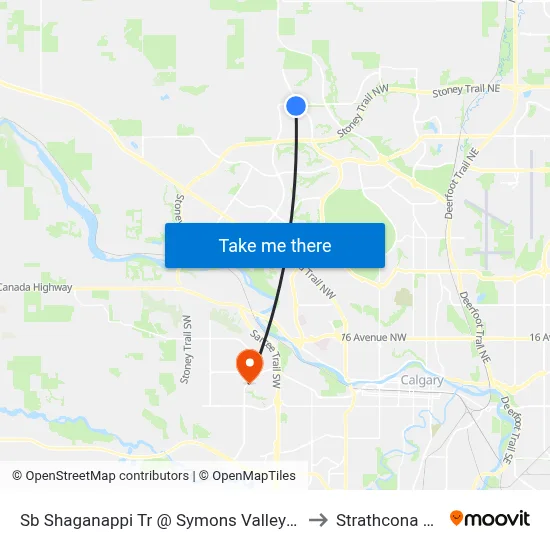 Sb Shaganappi Tr @ Symons Valley Py NW to Strathcona Park map
