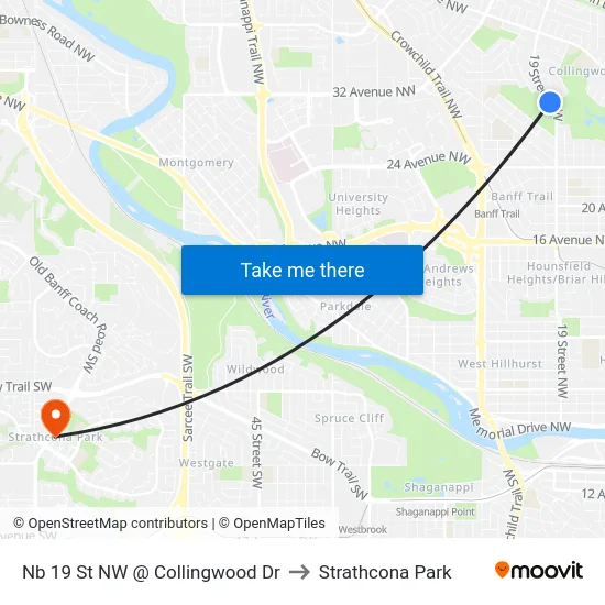 Nb 19 St NW @ Collingwood Dr to Strathcona Park map