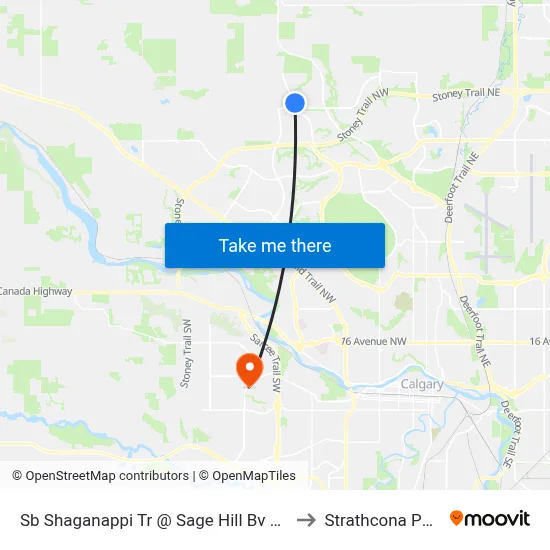 Sb Shaganappi Tr @ Sage Hill Bv NW to Strathcona Park map
