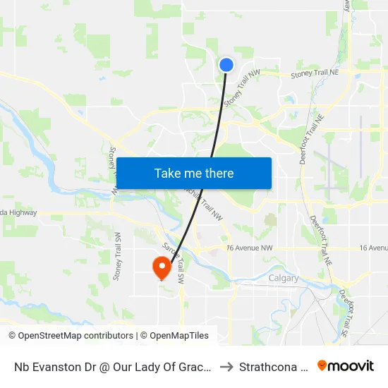 Nb Evanston Dr @ Our Lady Of Grace School to Strathcona Park map
