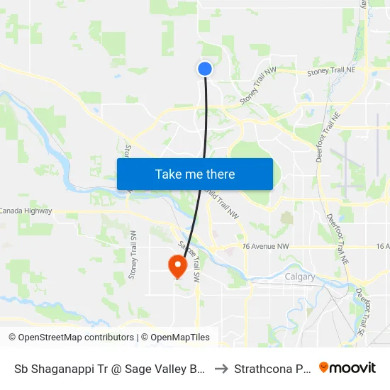 Sb Shaganappi Tr @ Sage Valley Bv NW to Strathcona Park map