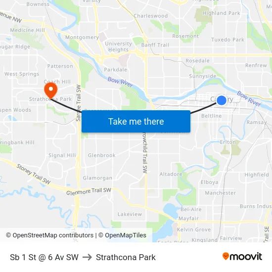 Sb 1 St @ 6 Av SW to Strathcona Park map