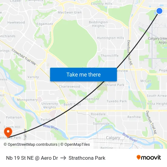 Nb 19 St NE @ Aero Dr to Strathcona Park map