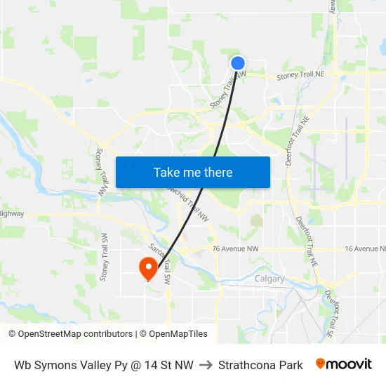 Wb Symons Valley Py @ 14 St NW to Strathcona Park map
