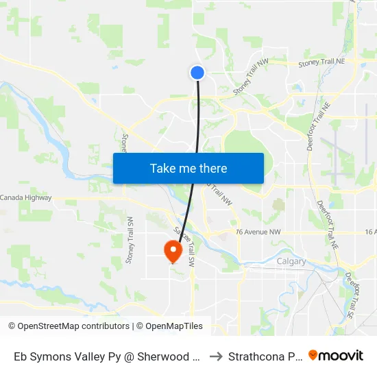 Eb Symons Valley Py @ Sherwood Dr NW to Strathcona Park map
