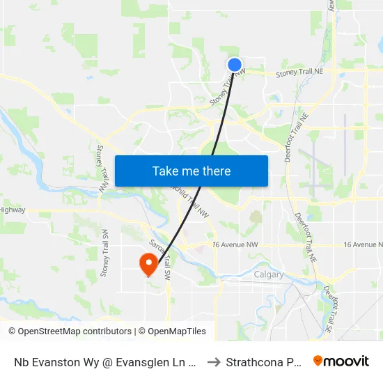 Nb Evanston Wy @ Evansglen Ln  NW to Strathcona Park map