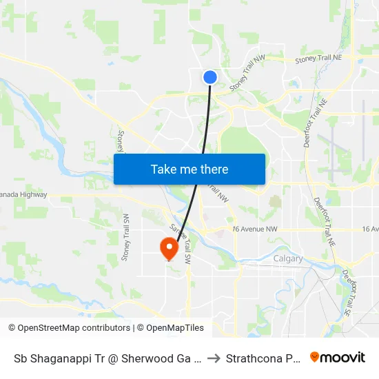 Sb Shaganappi Tr @ Sherwood Ga NW to Strathcona Park map