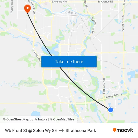 Wb  Front St @ Seton Wy SE to Strathcona Park map