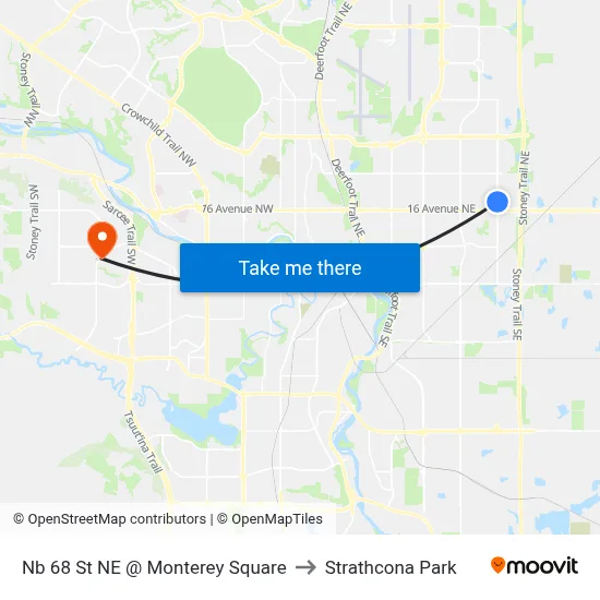 Nb 68 St NE @ Monterey Square to Strathcona Park map