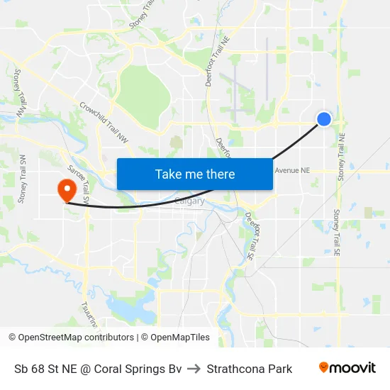 Sb 68 St NE @ Coral Springs Bv to Strathcona Park map