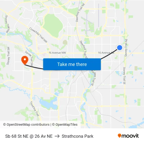 Sb 68 St NE @ 26 Av NE to Strathcona Park map