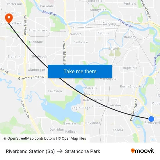Riverbend Station (Sb) to Strathcona Park map