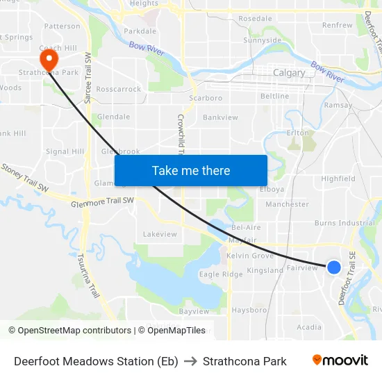 Deerfoot Meadows Station (Eb) to Strathcona Park map