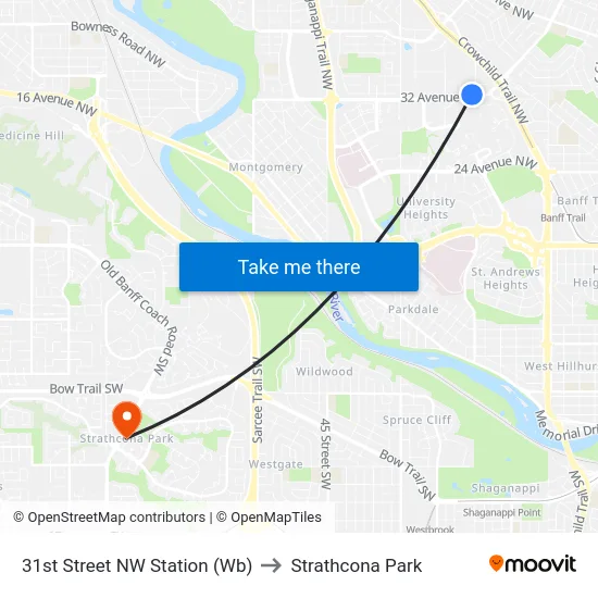 31st Street NW Station (Wb) to Strathcona Park map