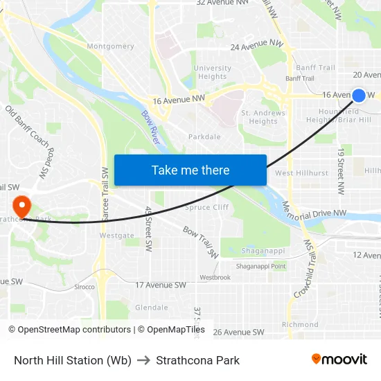 North Hill Station (Wb) to Strathcona Park map