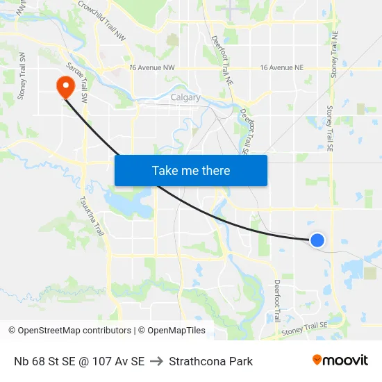 Nb 68 St SE @ 107 Av SE to Strathcona Park map