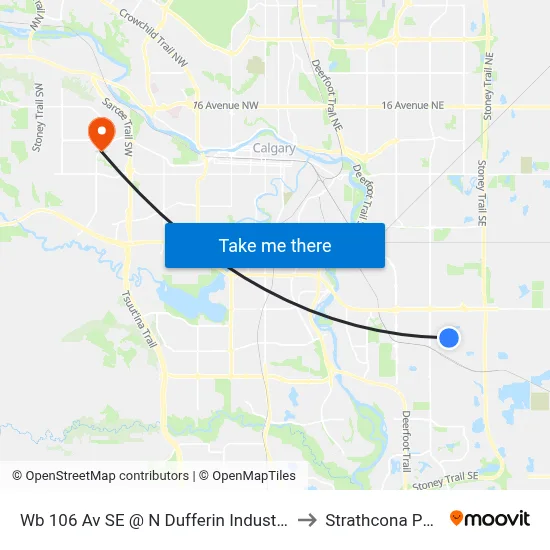 Wb 106 Av SE @ N Dufferin Industrial to Strathcona Park map