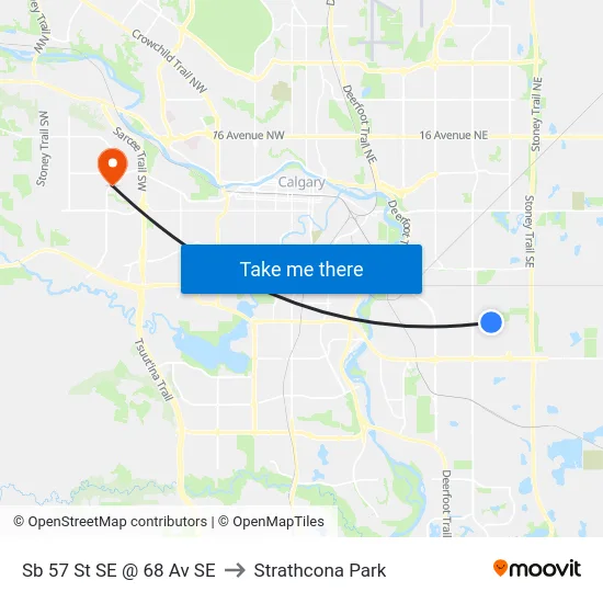 Sb 57 St SE @ 68 Av SE to Strathcona Park map