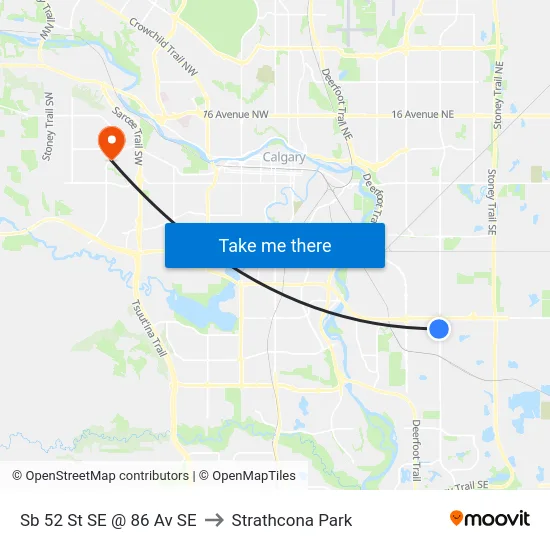 Sb 52 St SE @ 86 Av SE to Strathcona Park map