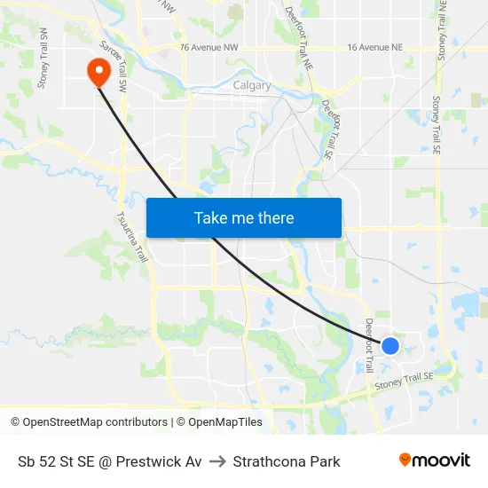 Sb 52 St SE @ Prestwick Av to Strathcona Park map