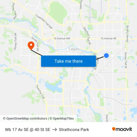 Wb 17 Av SE @ 40 St SE to Strathcona Park map