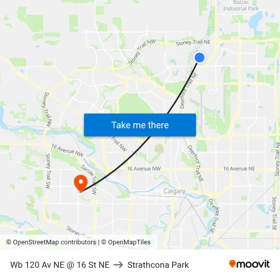 Wb 120 Av NE @ 16 St NE to Strathcona Park map