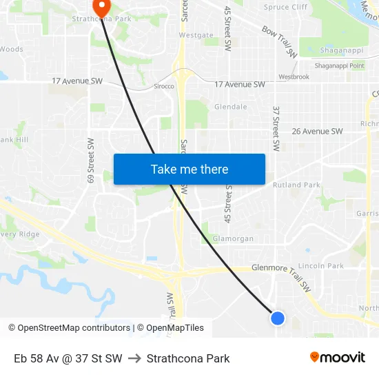 Eb 58 Av @ 37 St SW to Strathcona Park map