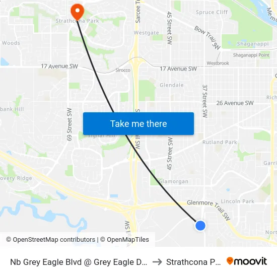 Nb Grey Eagle Blvd @ Grey Eagle Dr SW to Strathcona Park map