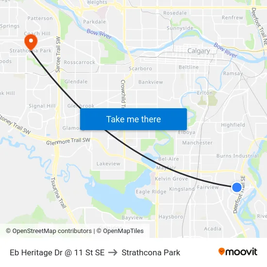 Eb Heritage Dr @ 11 St SE to Strathcona Park map
