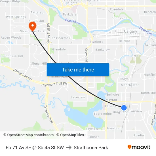 Eb 71 Av SE @ Sb 4a St SW to Strathcona Park map