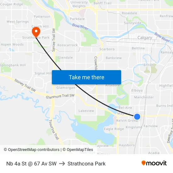 Nb 4a St @ 67 Av SW to Strathcona Park map