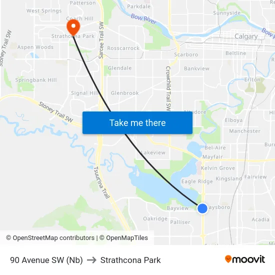 90 Avenue SW (Nb) to Strathcona Park map